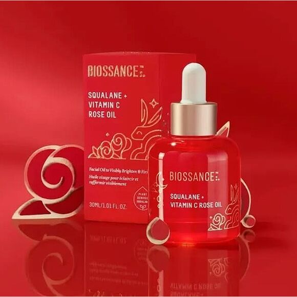 NIB Biossance Squalane + Vitamin C Rose Oil in Limited Edition Packaging - Picture 2 of 12
